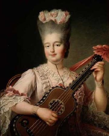 Francois-Hubert Drouais Madame Clotilde playing the guitar Sweden oil painting art
